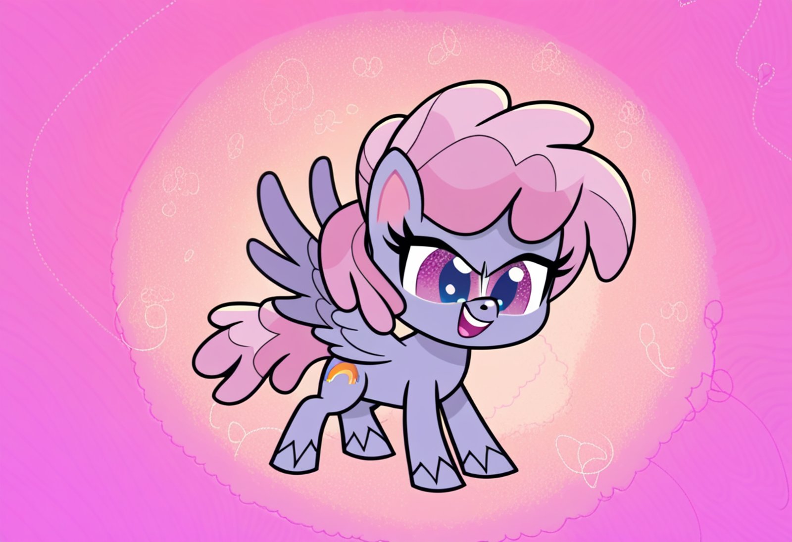 score_9, score_8_up, score_7_up, score_6_up, score_5_up, score_4_up, rainbowshine, pegasus, <lora:Rainbowshine:1>, detailed, beautiful, pony, mare, female, solo, my little pony: pony life, vector