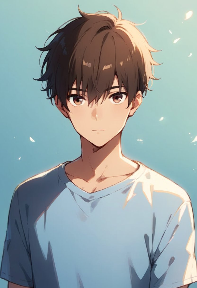 score_9, score_8_up, score_7_up, source_anime, semi-realistic, looking at viewer, upper body, 1 boy, solo, male focus, brown hair, brown eyes, short hair