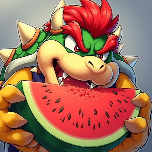 Bowser eating watermelon by Touch Night on Tensor.Art