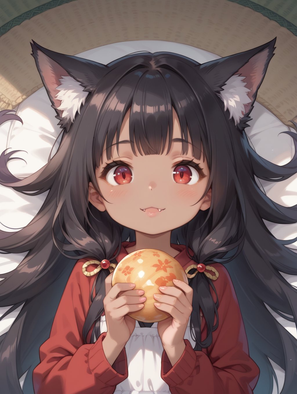 score_9, score_8_up, score_7_up,
perfect eyes, kitsune, werewolf, red eyes, black skin, pretty girl, cute girl, teasing