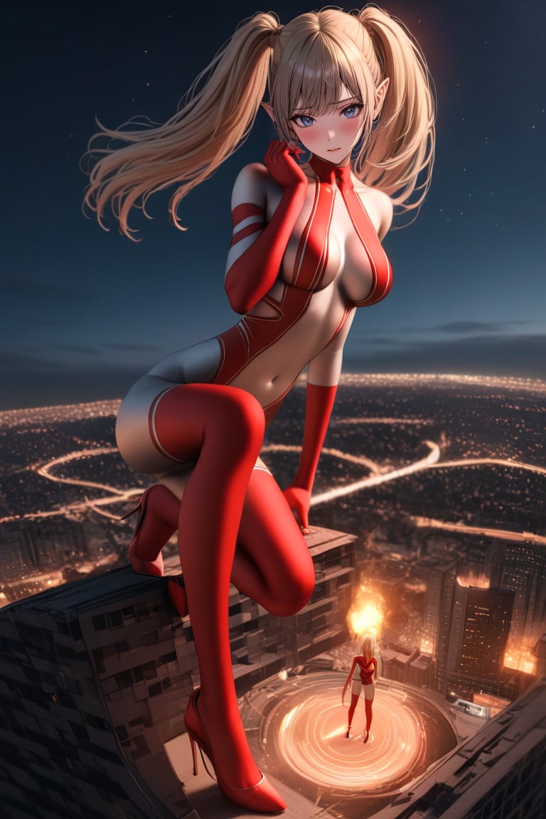 ultragirl_mercy,  red and silver bodysuit,  skin tight by Nickname? on Tensor.Art