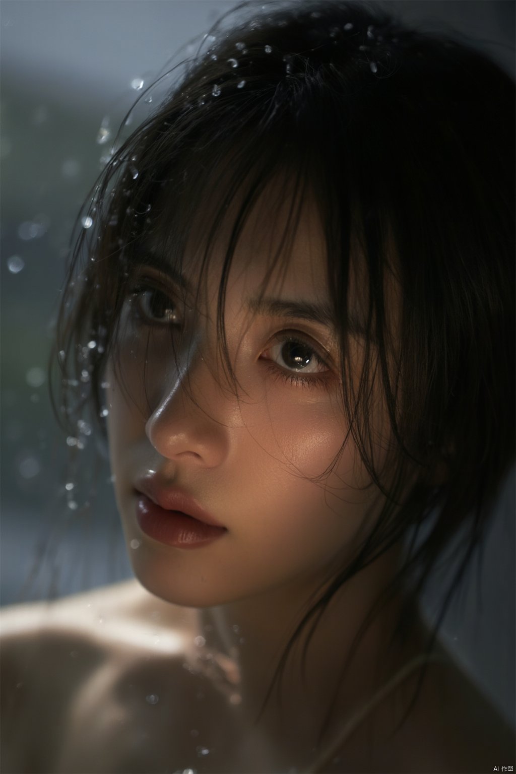 TianHaiPortrait
summer rain dripping down the face of a beautiful 25-year-old woman with a bob cut, (silhouette:1.2, backlight, backlit, high contrast, award winning photo, fine art photography, artistic photo