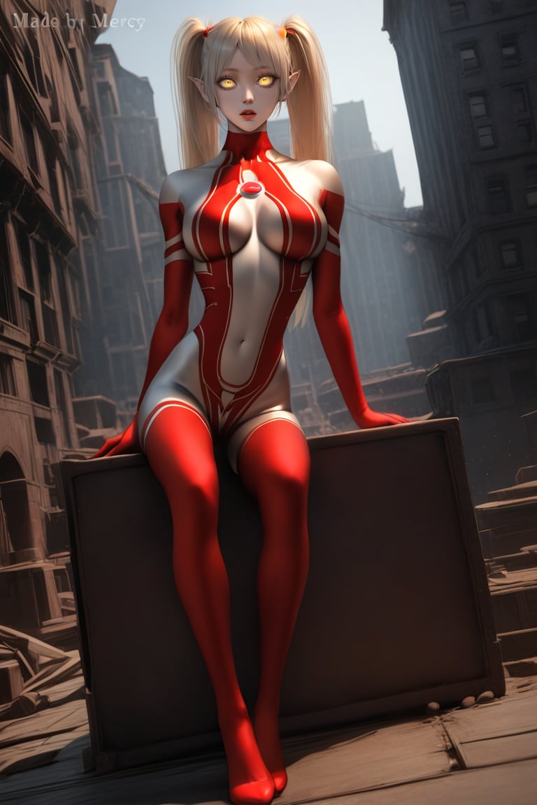 ultragirl_mercy,  red and silver bodysuit,  skin tight by Nickname? on Tensor.Art