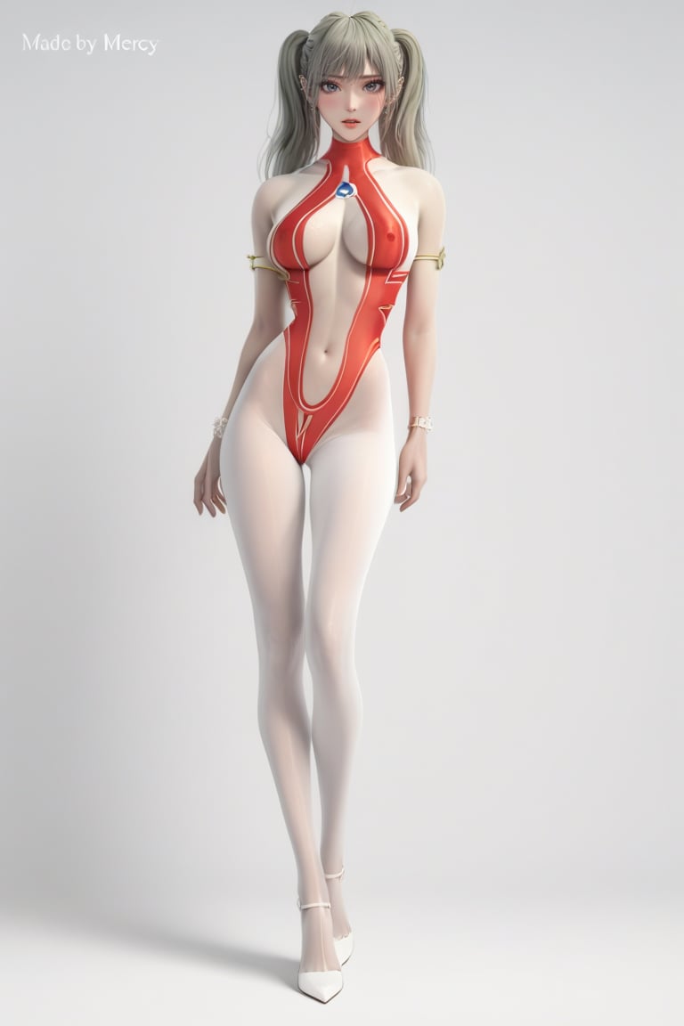 ultragirl_mercy,  white bodysuit with red patterns,  skin tight by Nickname? on Tensor.Art