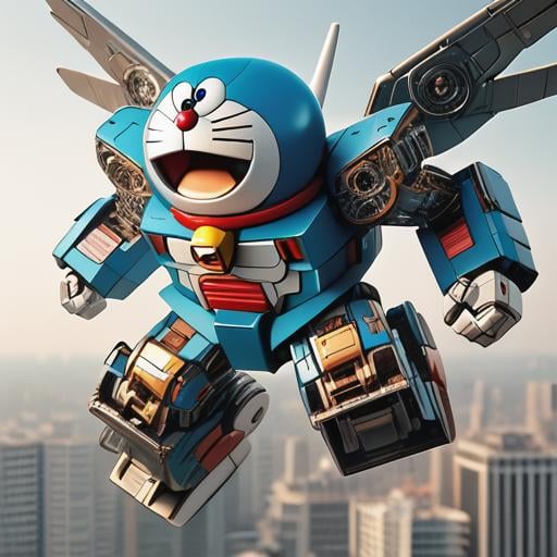 <lora:Doraemon_Gandam_Suit:1>,doraemon,gundam suit,mecha wing