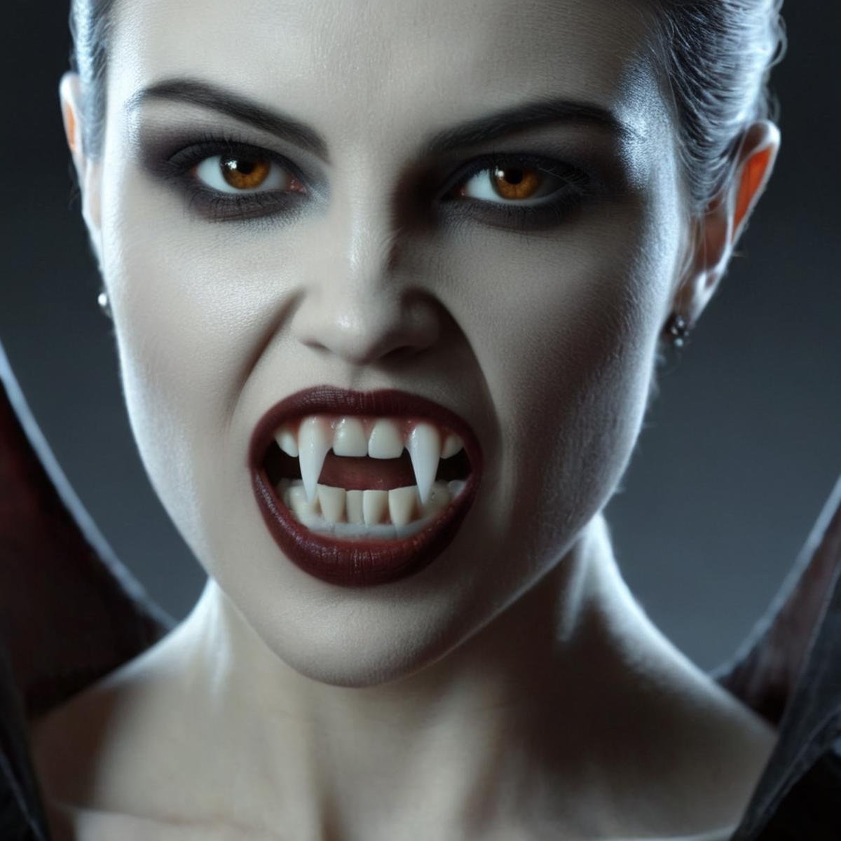 professional 3d model of Diffused Light fill light <lora:vampire fangs teeth:1.5>  vampire woman with vampire fangs teeth, octane render, highly detailed, volumetric, dramatic lighting