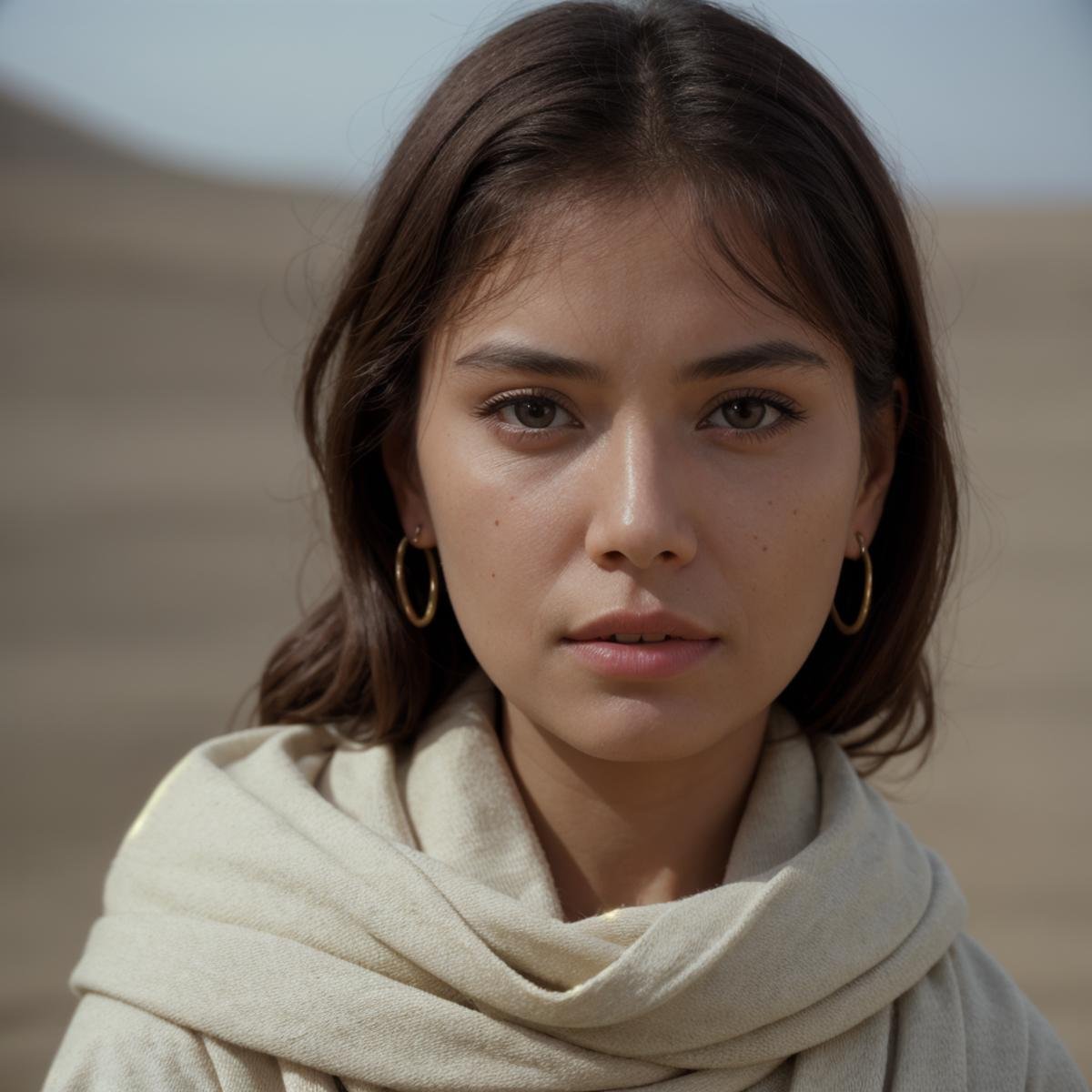 cinematic film still of  <lora:Ron Fricke style SD1.5:0.9>a woman with a scarf on looking at the camera,1girl,solo,looking at viewer,brown eyes,jewelry,closed mouth,grey hair,earrings,scarf,blurry,lips,blurry background,portrait,realistic,old,old woman,wrinkled skin , realistic, realism, movie still, film grain, kodak film, film contrast, film color, cinematography, documentary, photography, 70 mm film, 65 mm film, Todd-AO, Todd-AO 35, 8K resolution, Ron Fricke film director style, Ron Fricke film directing style, Ron Fricke style, shallow depth of field, vignette, highly detailed, high budget, bokeh, cinemascope, moody, epic, gorgeous, film grain, grainy