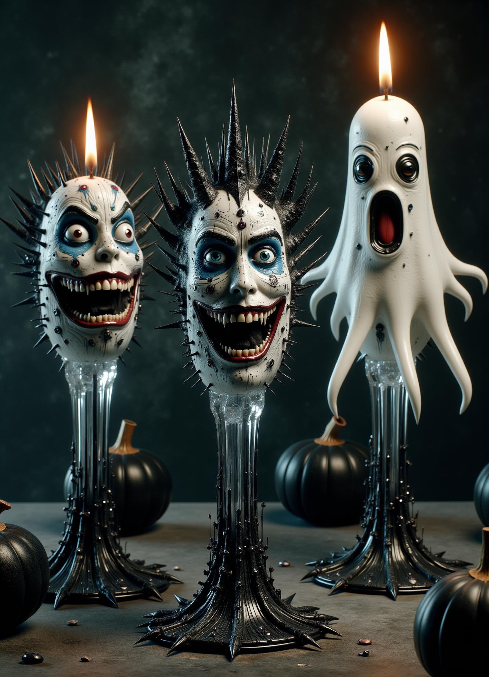 dracula, creepy, monster eye pops, ghostly goblet candles, joker's chuckle,