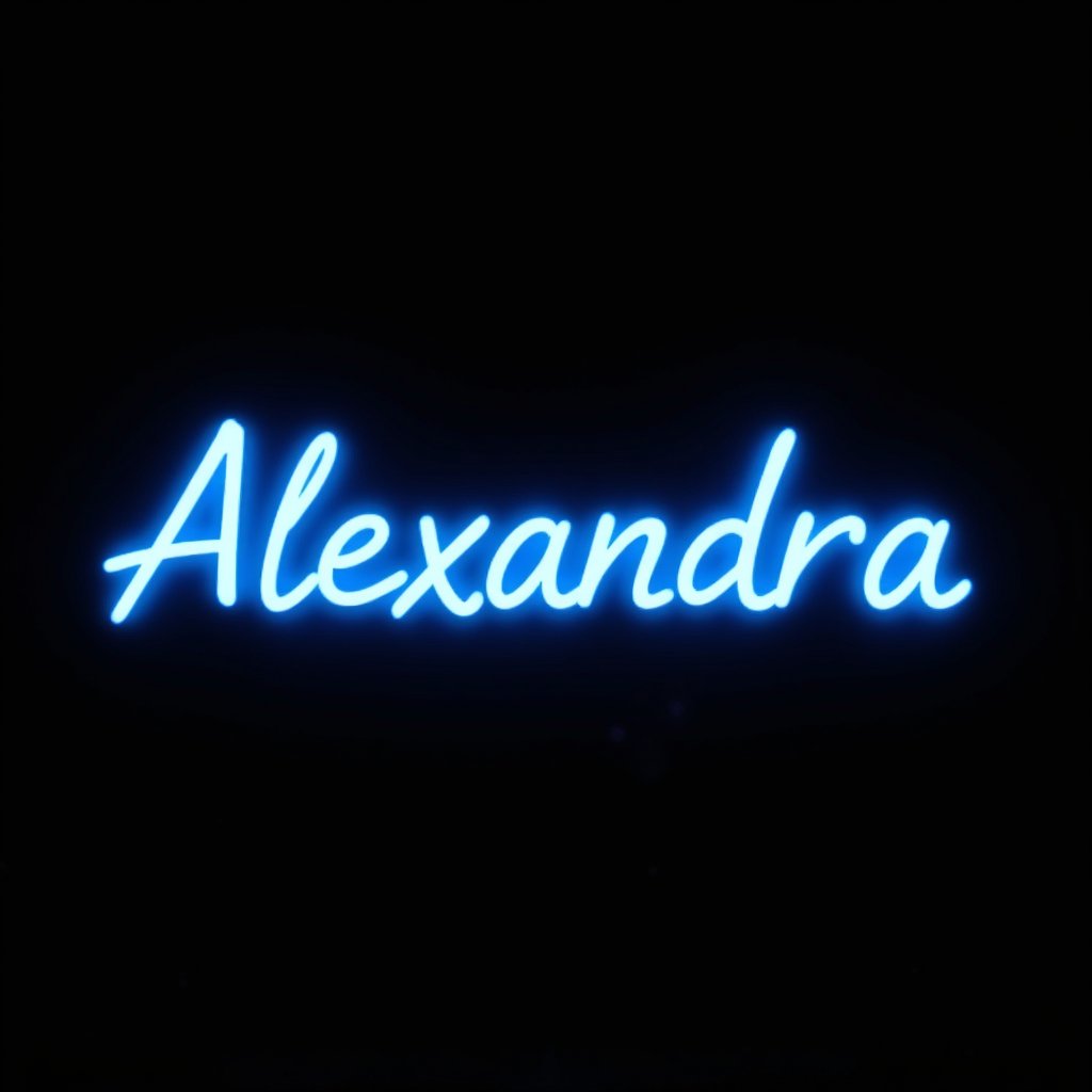 black background,  neon blue text "Alexandra" by el_fluppe on Tensor.Art