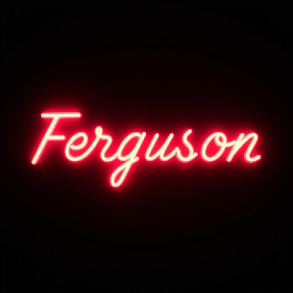 black background,  neon red text "Ferguson" by el_fluppe on Tensor.Art