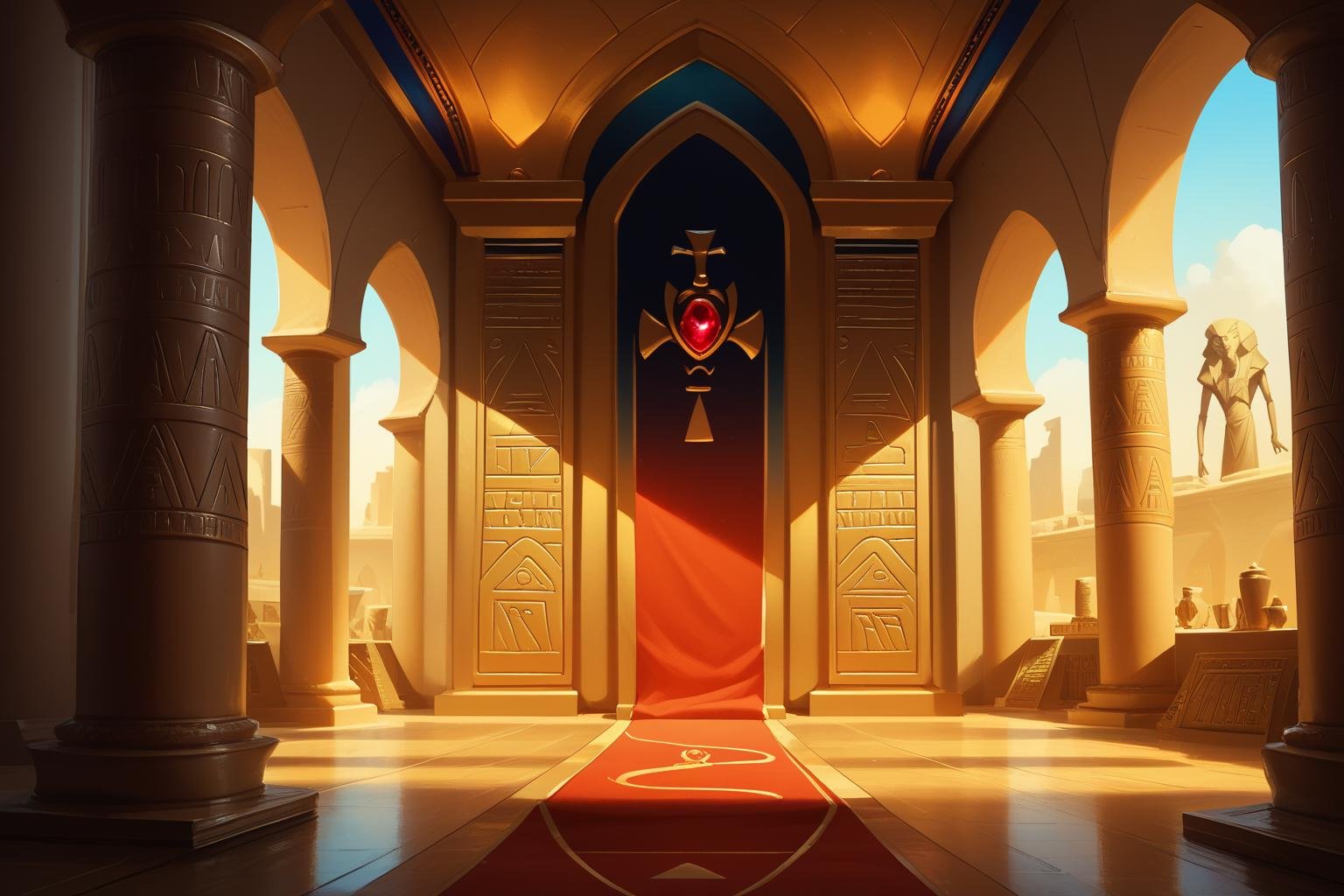 score_9, score_8_up, score_7_up, room, egypt interior, red color gems, glowing, digital art, no human, illustration, background  <lora:neonils_v2:0.8>