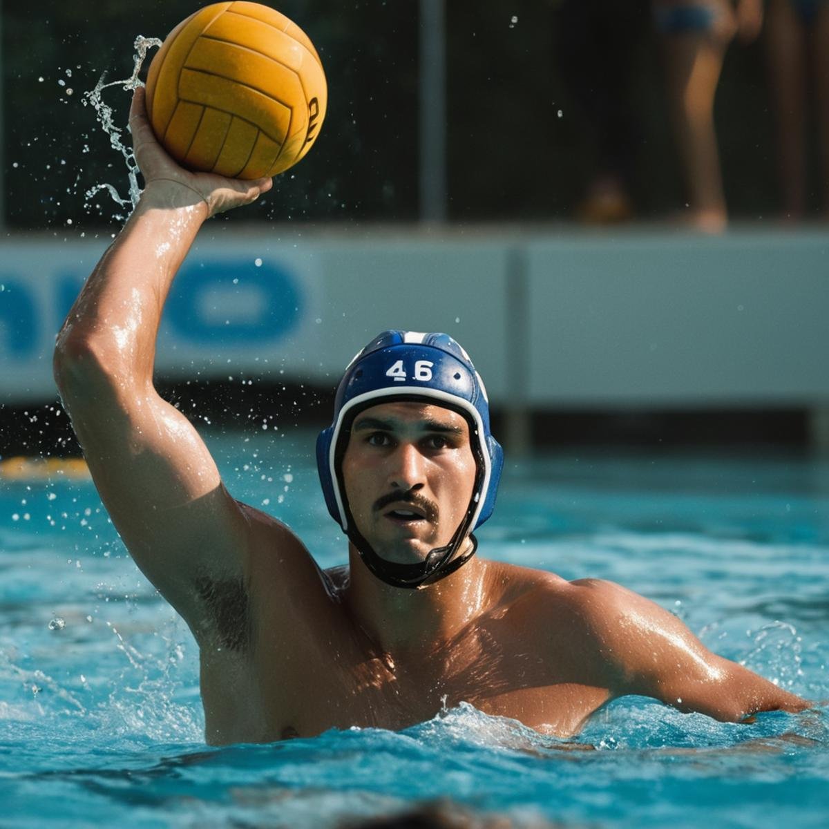 cinematic film still of  <lora:perfection style:0.1> <lora:detailed:0.3> <lora:Chiaroscuro Lighting Style:0.3>A detailed and A perfect photo of a man in a water polo game with a ball,hand focus,cinematic hand,best hand,better hand,awesome hand,different hand,solo,open mouth,black hair,1boy,male focus,water,facial hair,helmet,outstretched arms,beard,ball,realistic,pool,splashing,perfection,different color,perfect color,realistic,realism,detailed background,perfect background,different background,wet ,perfect style, perfection style, detailed style, shallow depth of field, vignette, highly detailed, high budget, bokeh, cinemascope, moody, epic, gorgeous, film grain, grainy