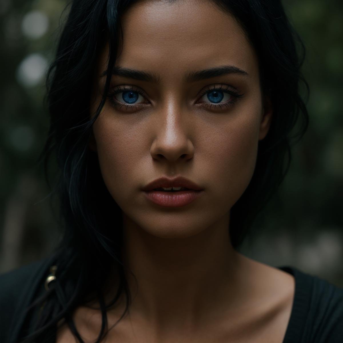 cinematic film still of  <lora:detailed style SD1.5:0.6> <lora:Hand v3 SD1.5:0.1> <lora:perfection style SD1.5:0.8>A perfect photo of a black woman with blue eyes and black hair, shallow depth of field, vignette, highly detailed, high budget, bokeh, cinemascope, moody, epic, gorgeous, film grain, grainy