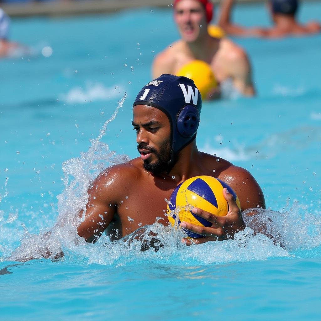 <lora:detailed style v1:1>A detailed and A perfect photo of a man in a water polo uniform playing with a ball,hand focus,cinematic hand,best hand,better hand,awesome hand,different hand,solo,black hair,1boy,holding,male focus,outdoors,dark skin,water,from behind,wet,facial hair,ocean,dark-skinned male,helmet,ball,topless male,realistic,splashing,waves,holding ball,volleyball,perfection,different color,perfect color,realistic,realism,detailed background,perfect background,different background ,perfect style, perfection style, detailed style