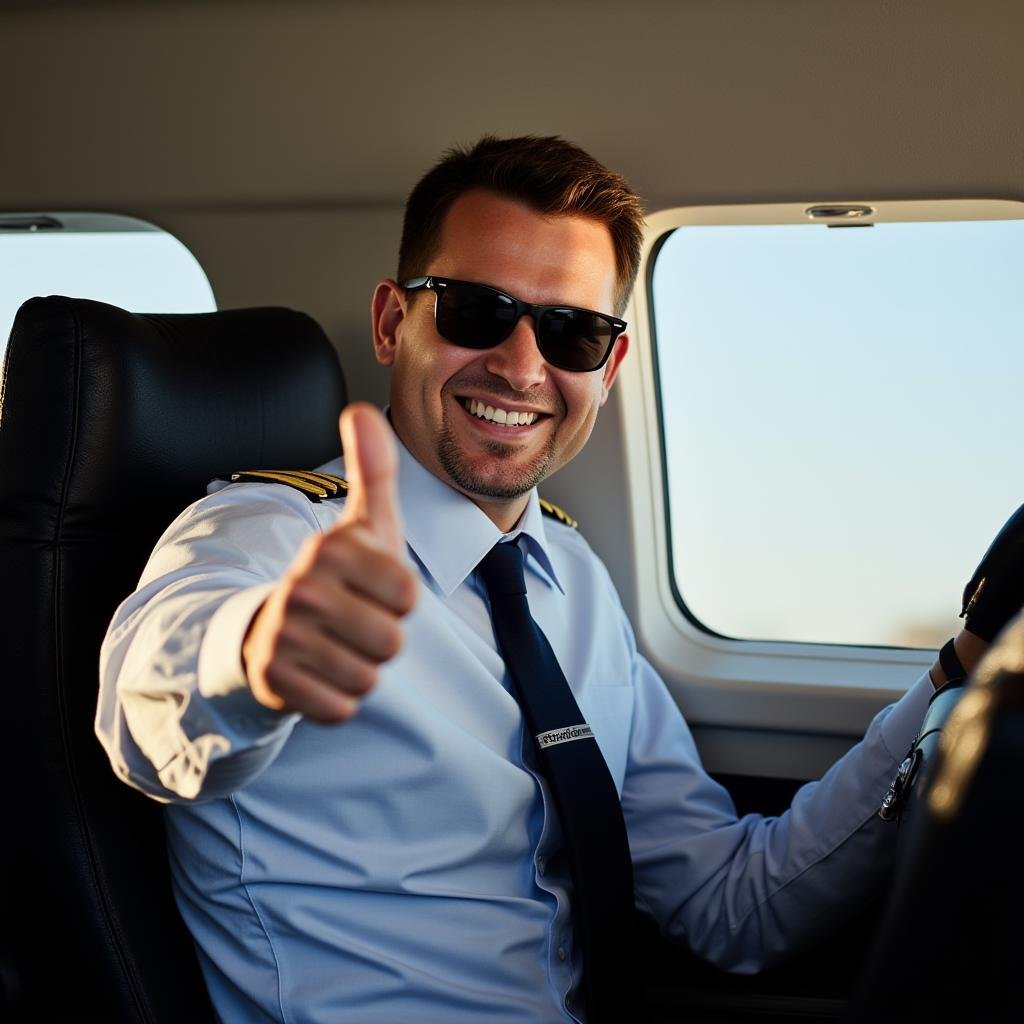 <lora:detailed style v1:1>A detailed and A perfect photo of a man in a pilot's seat in a plane giving a thumbs up,hand focus,cinematic hand,best hand,better hand,awesome hand,different hand,solo,smile,brown hair,1boy,sitting,male focus,necktie,grin,uniform,facial hair,sunglasses,realistic,perfection,different color,perfect color,realistic,realism,detailed background,perfect background,different background ,perfect style, perfection style, detailed style