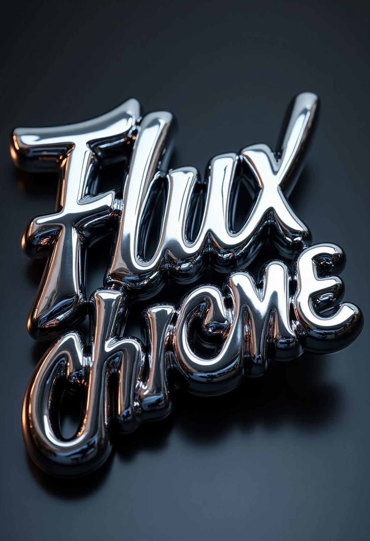 professional metallic text logo with the text "Flux Chrome"<lora:dvr-chrm-flux:1>