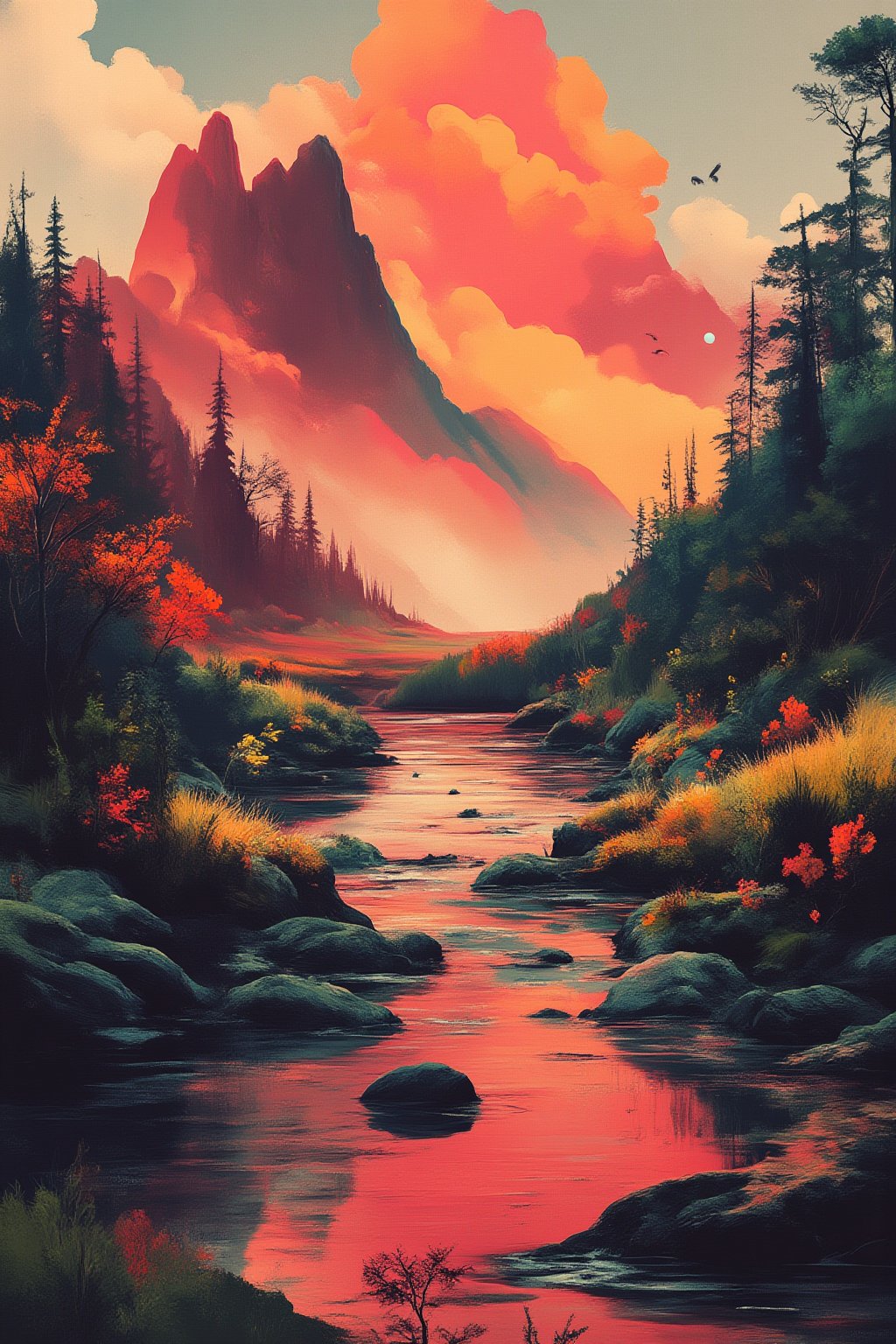 vibrant painting, landscape