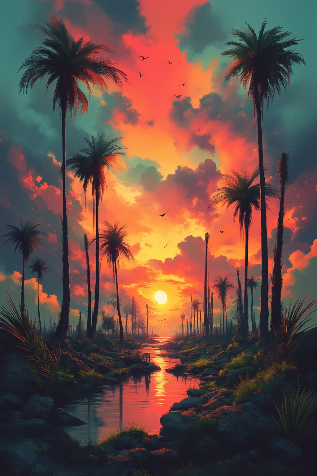 vibrant painting, landscape