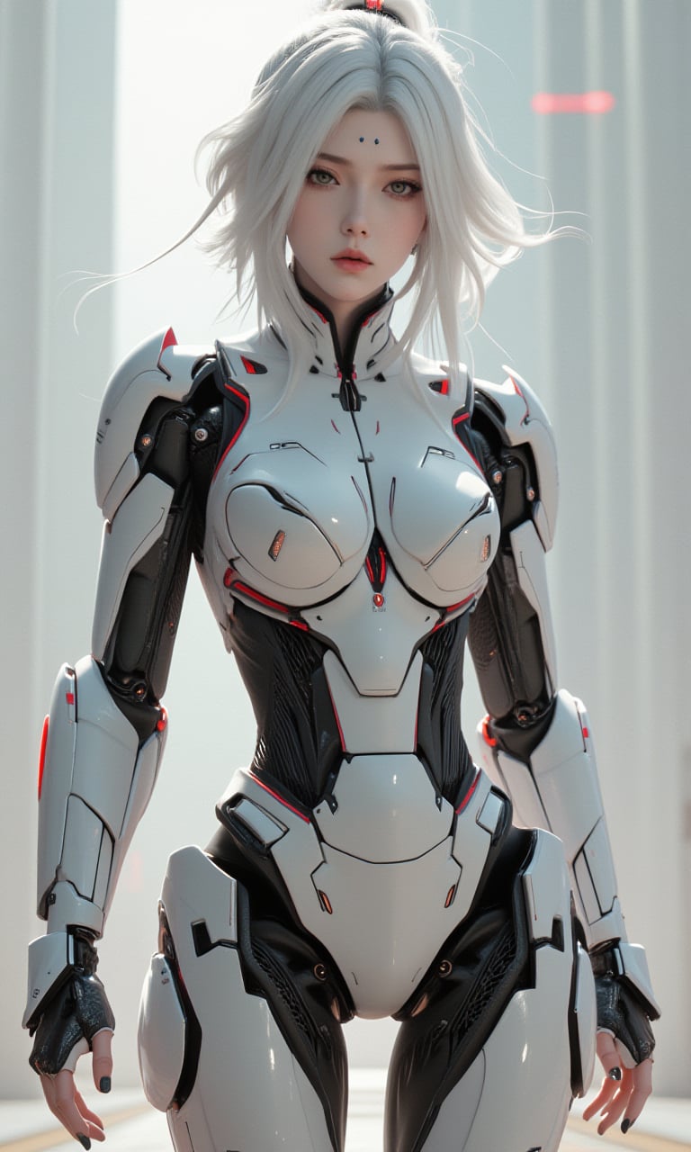 A photorealistic image of a woman,  hip up,  white hair by tn1102 on Tensor.Art