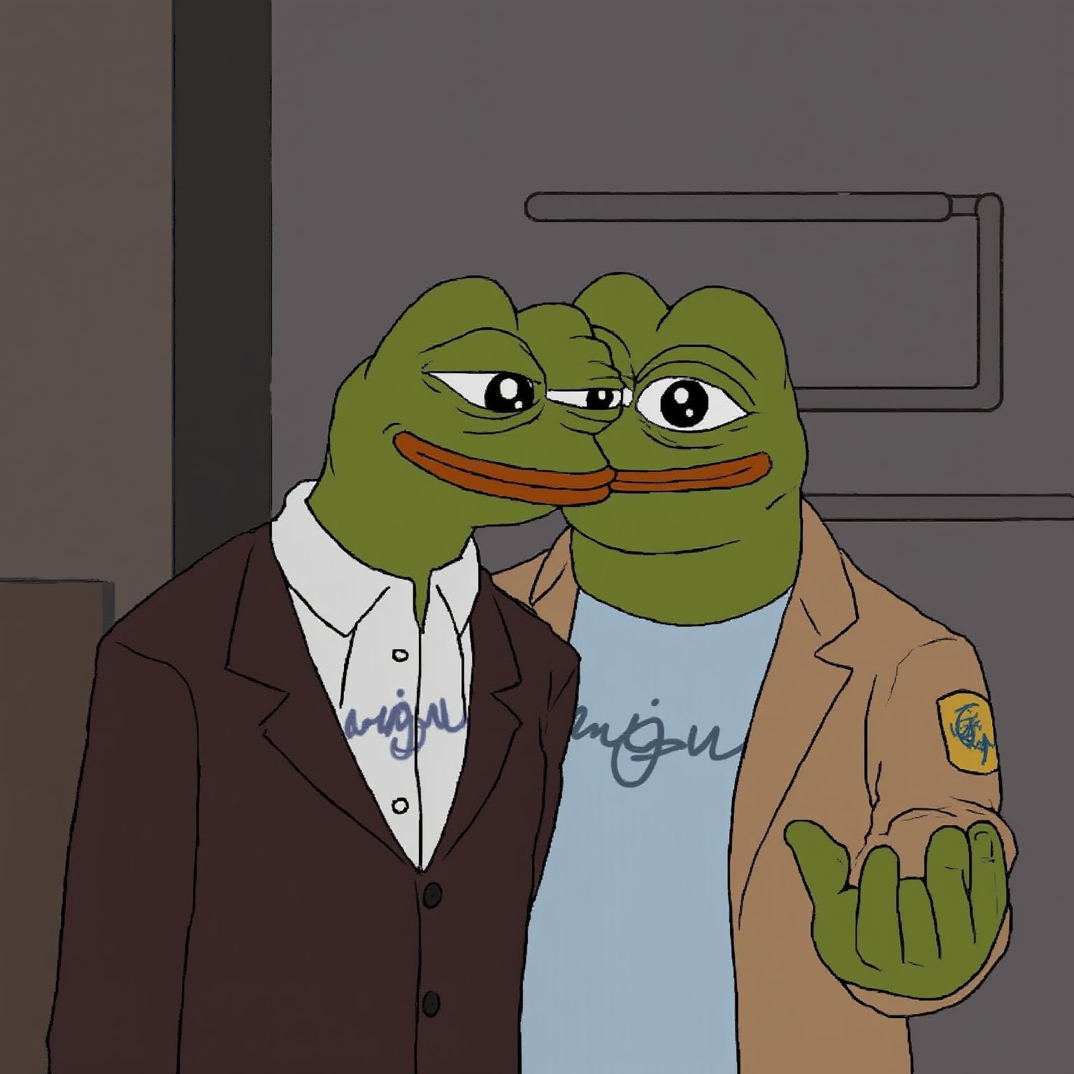 Pepe meme, Smile, Suit,