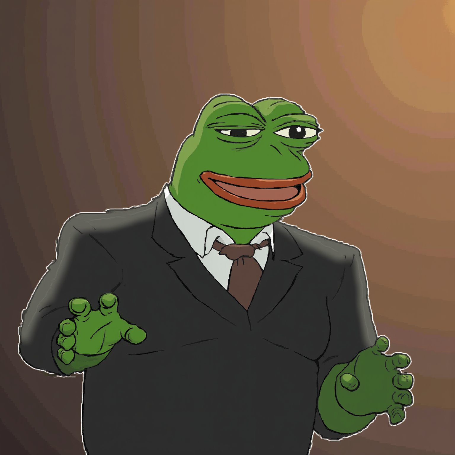 Pepe meme, Smile, Suit,