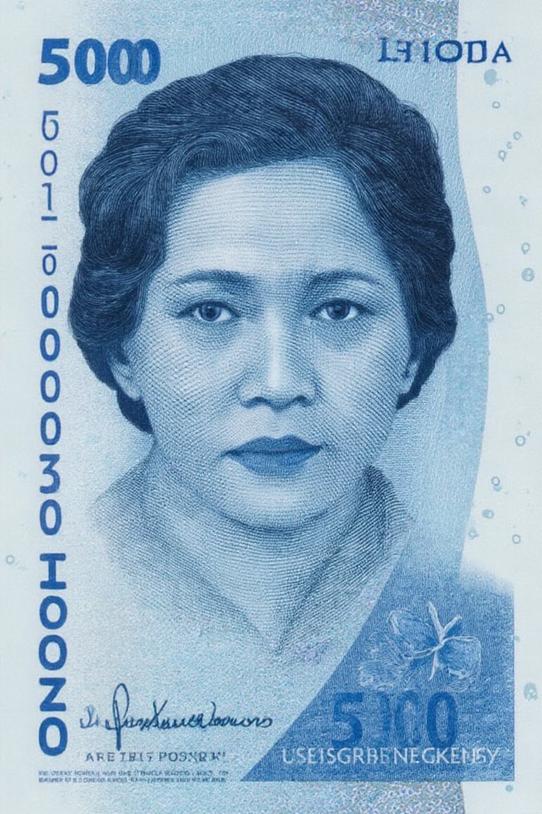 idr_rupiah, money engraving, portrait of  asian woman in blue tone