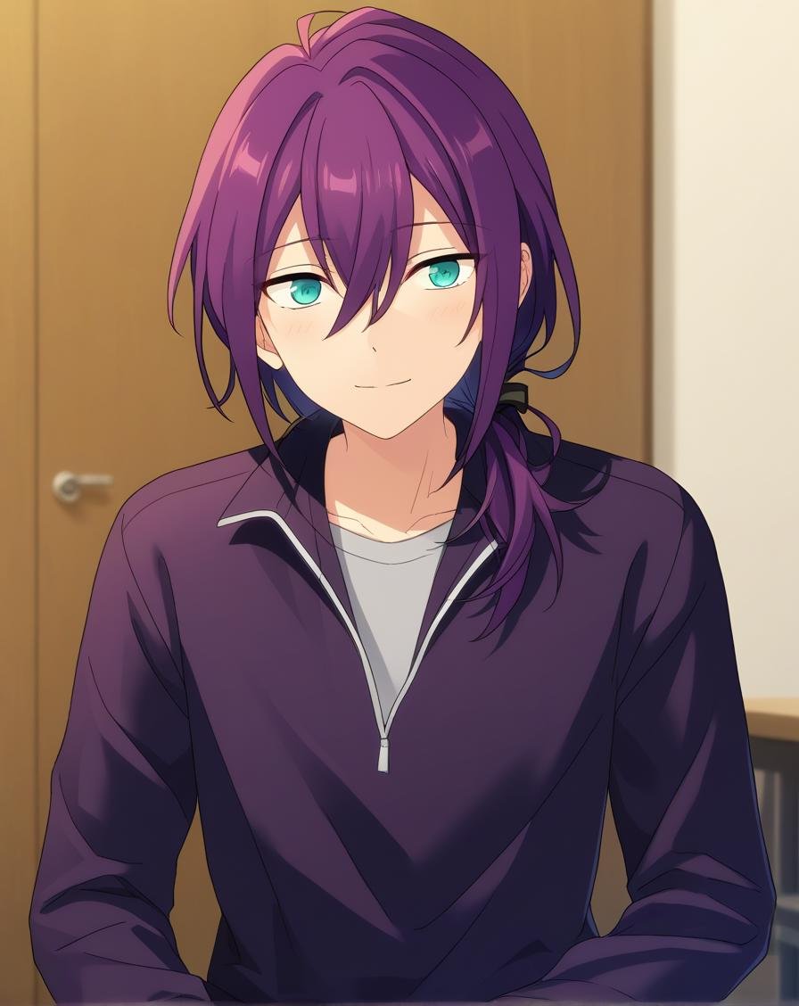 score_9, score_8_up, score_7_up, source_anime, anime screencap, depth of field, rating_safe, BREAK,1boy, solo, yaoi, male focus,looking at viewer, facing viewer, portrait, face focus,ayase mayoi,indoors, <lora:Ensemble_Stars_Characters_LoRA:1>