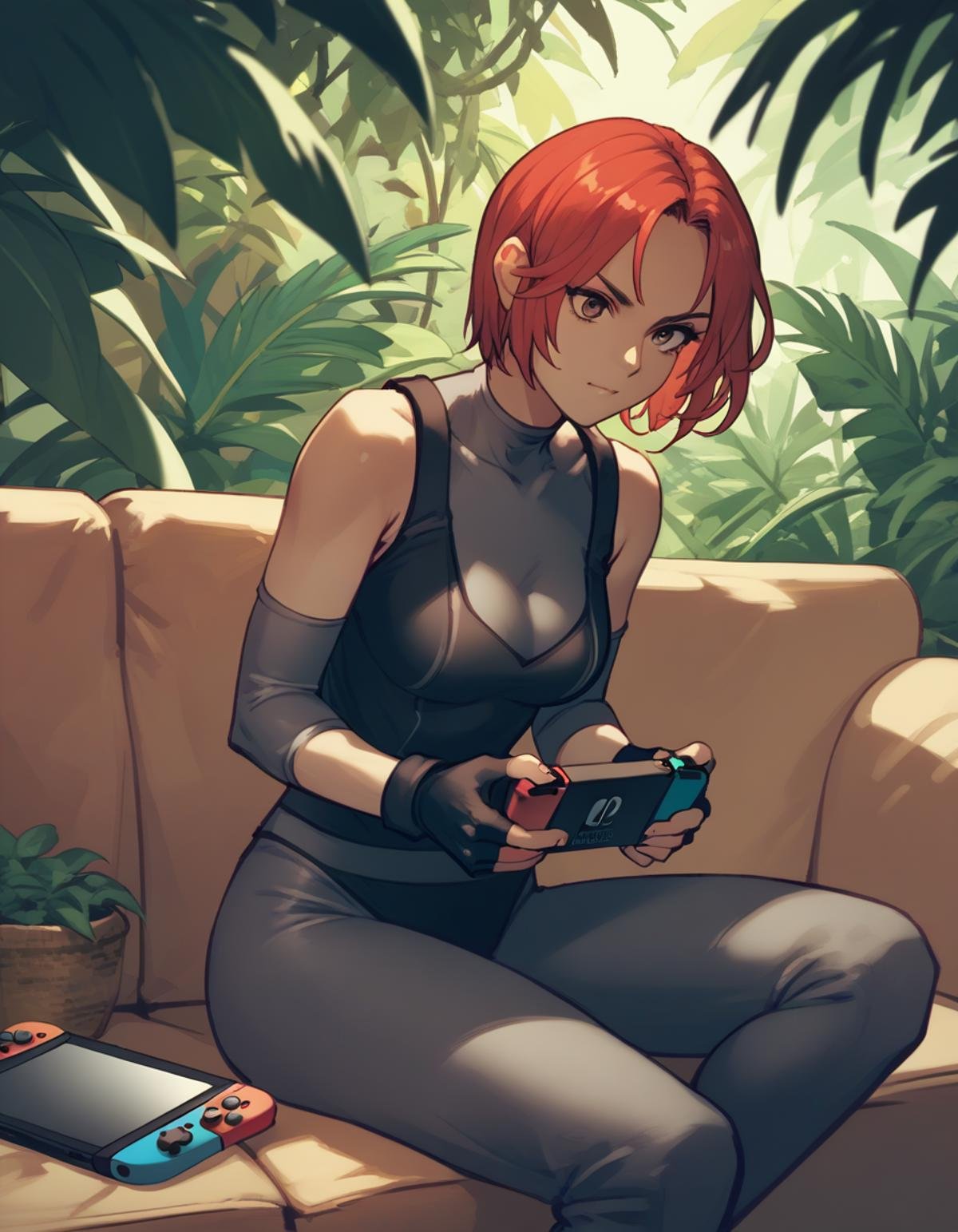 regina,  fingerless gloves,  bodysuit by tappy on Tensor.Art