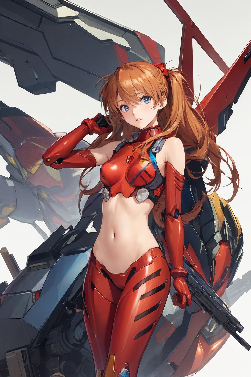 1girl,(((mecha))),cutout above navel,Soryu Asuka Langley