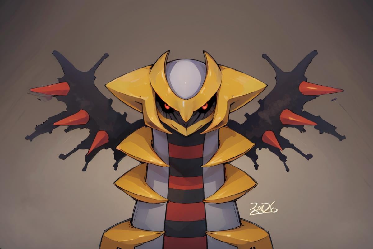 ((masterpiece,best quality)), absurdres, <lora:Giratina:0.8>, Giratina, no humans, solo,  intense glowing eyes, red eyes, glowing,  animal focus, black sclera, colored sclera, creatures (company), dragon, expressionless, game freak, gen 4 pokemon, giratina, highres, horns, legendary pokemon, looking at viewer, nintendo, pokemon, pokemon (creature), red eyes, simple background, upper body