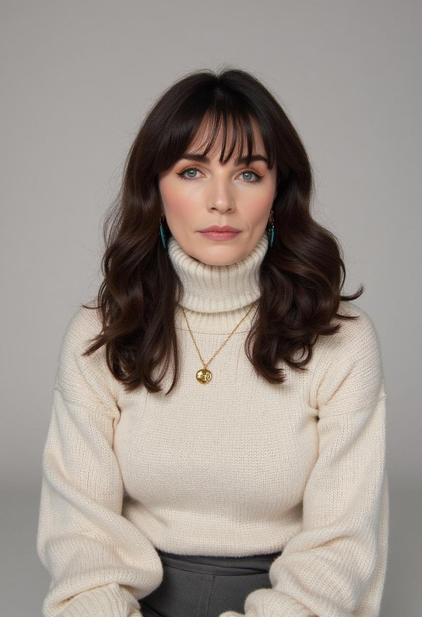 A photo of Aisling Bea wearing a turtleneck sweater,  <lora:Aisling_Bea:1>