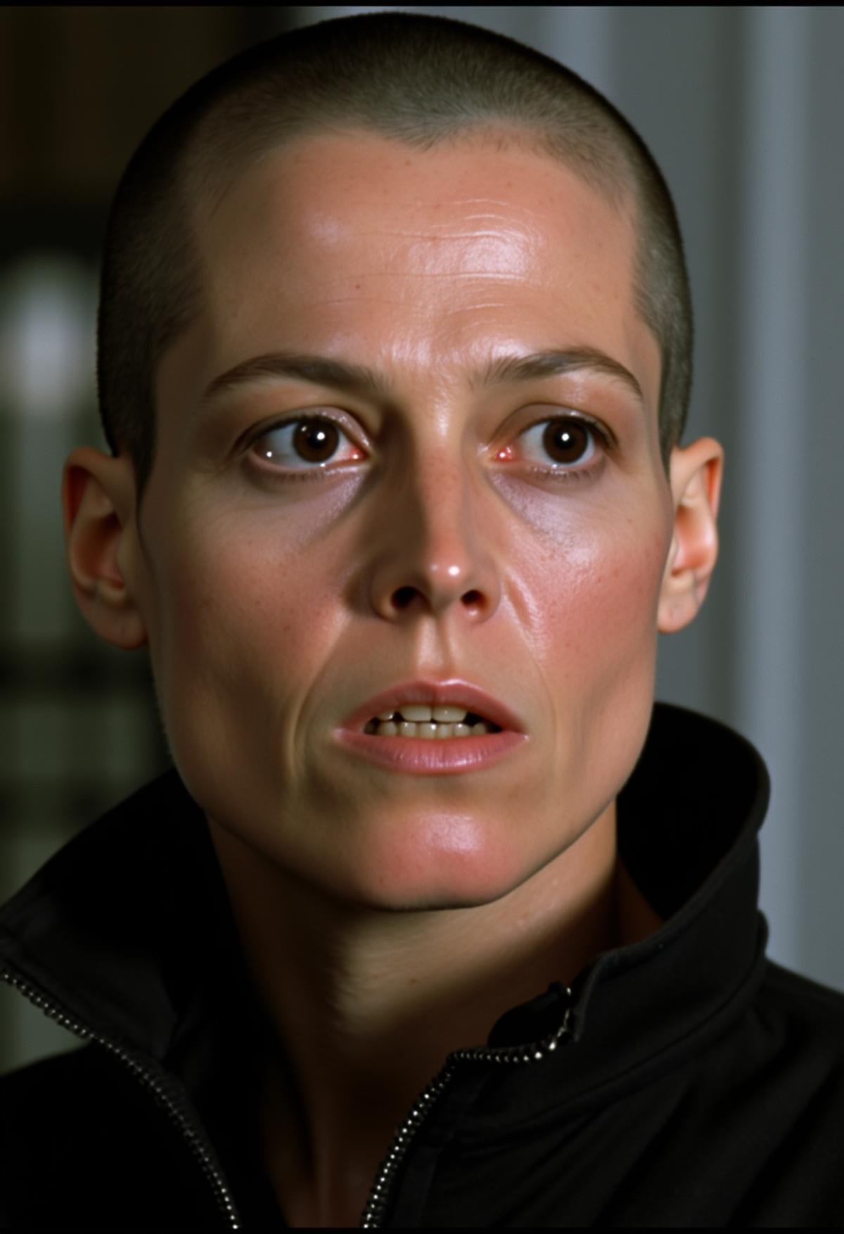 a photo of Ellen Ripley with a shaved head,  <lora:Ellen_Ripley:1>