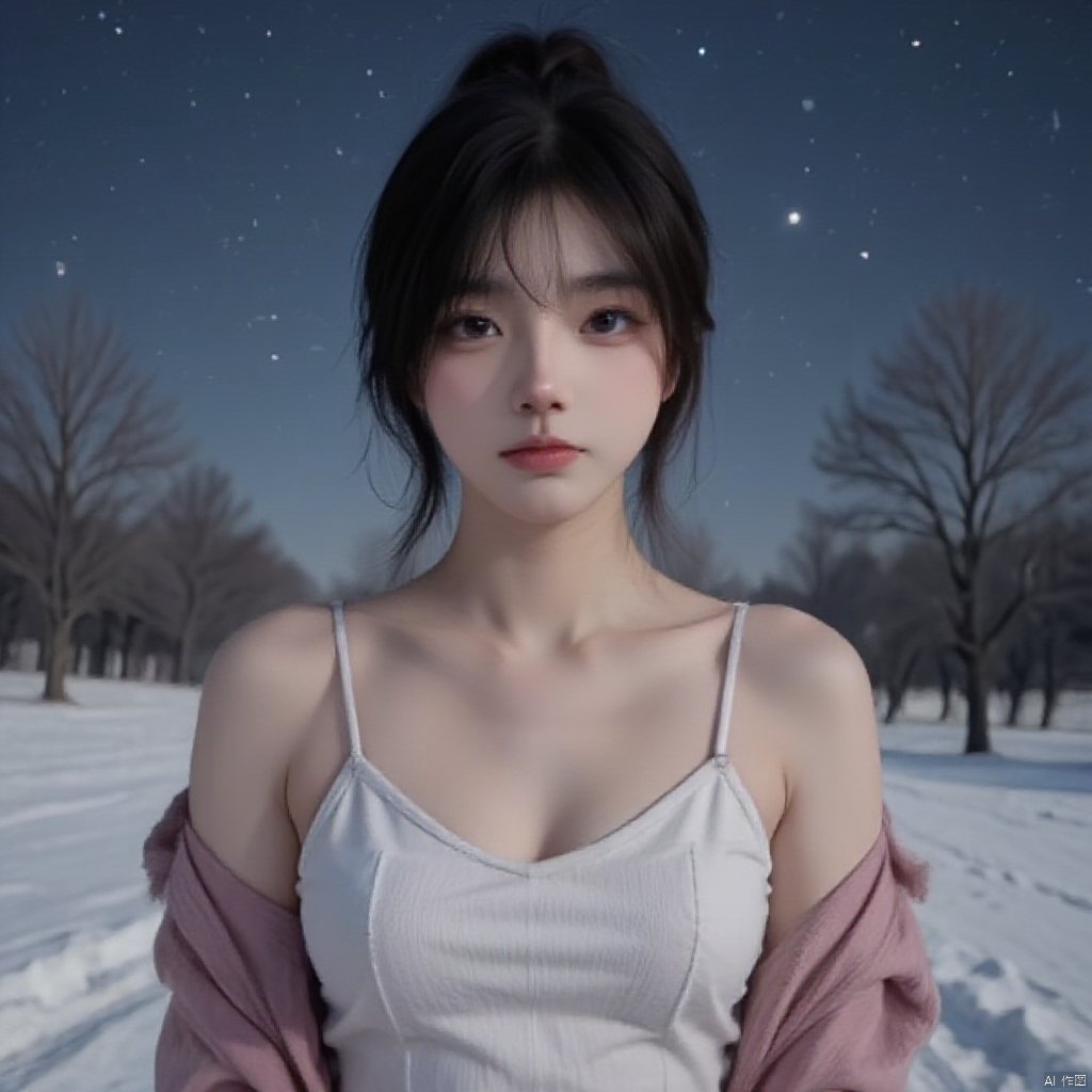 masterpiece, best quality, night, in winter, snow, masterpiece,best quality,official art,extremely detailed CG unity 8k wallpaper, night, huge_filesize, album, girl,hair over shoulder, hair bun,looking at viewer, small breasts,white shirt,pink jacket,best shadow,starry sky,bust










