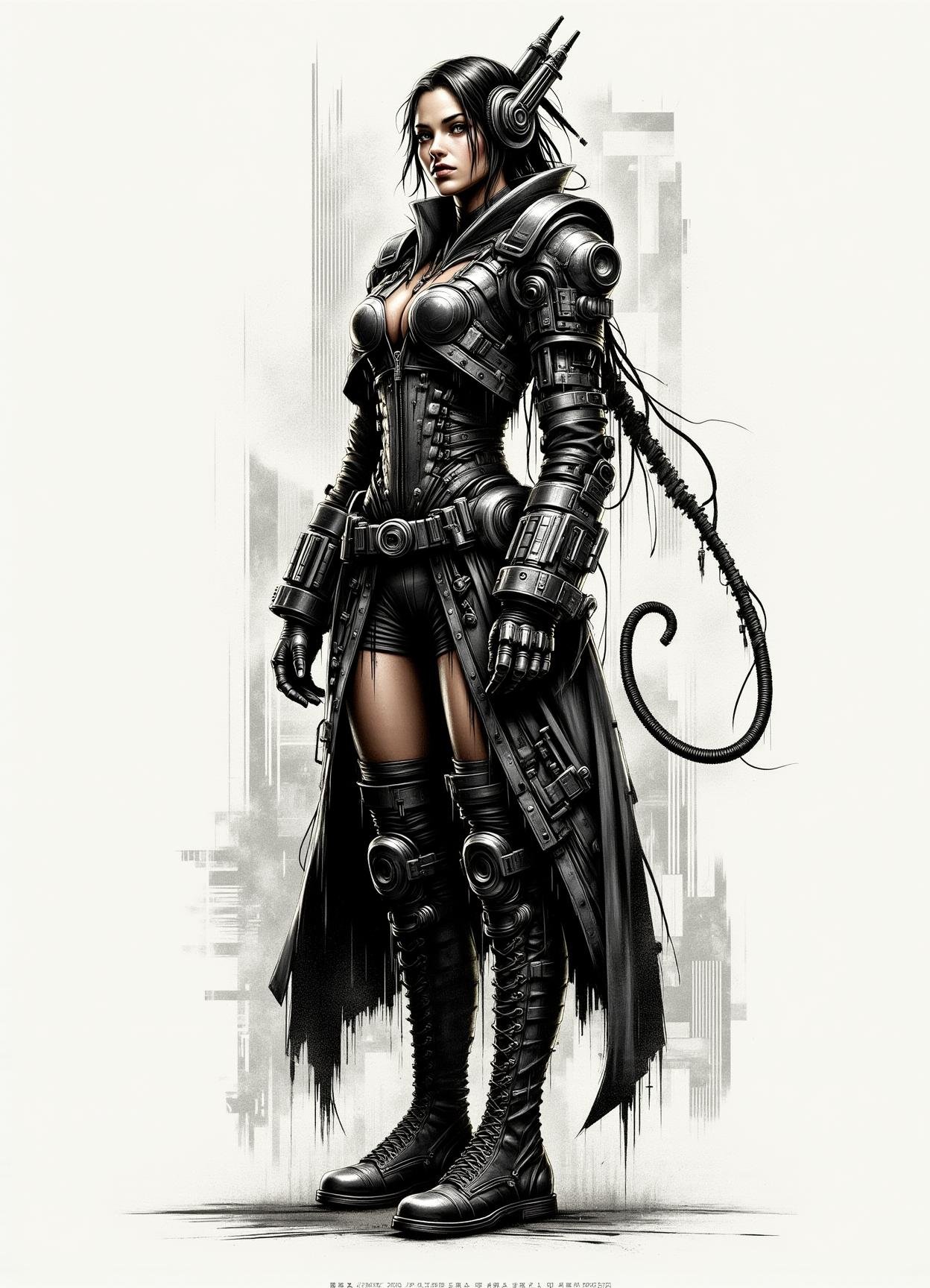 DonMB14ckB377yFX,  female kaminoan, cyberpunk couturier,, boots