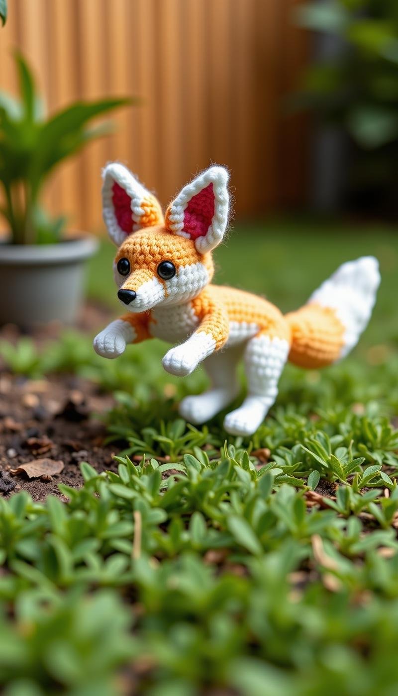 w00lyw0rld a fennec fox darting playfully around a home garden