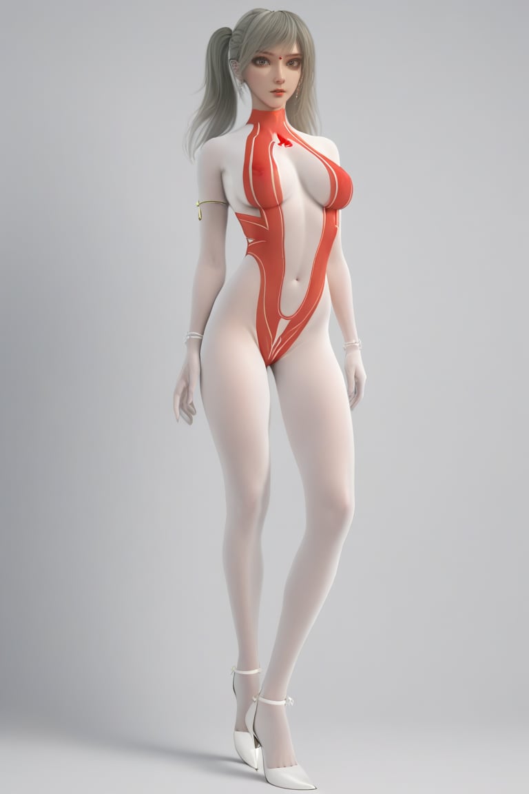 ultragirl_mercy,  ultragirl_mercy's face,  white bodysuit with red patterns and white pantyhose by Nickname? on Tensor.Art