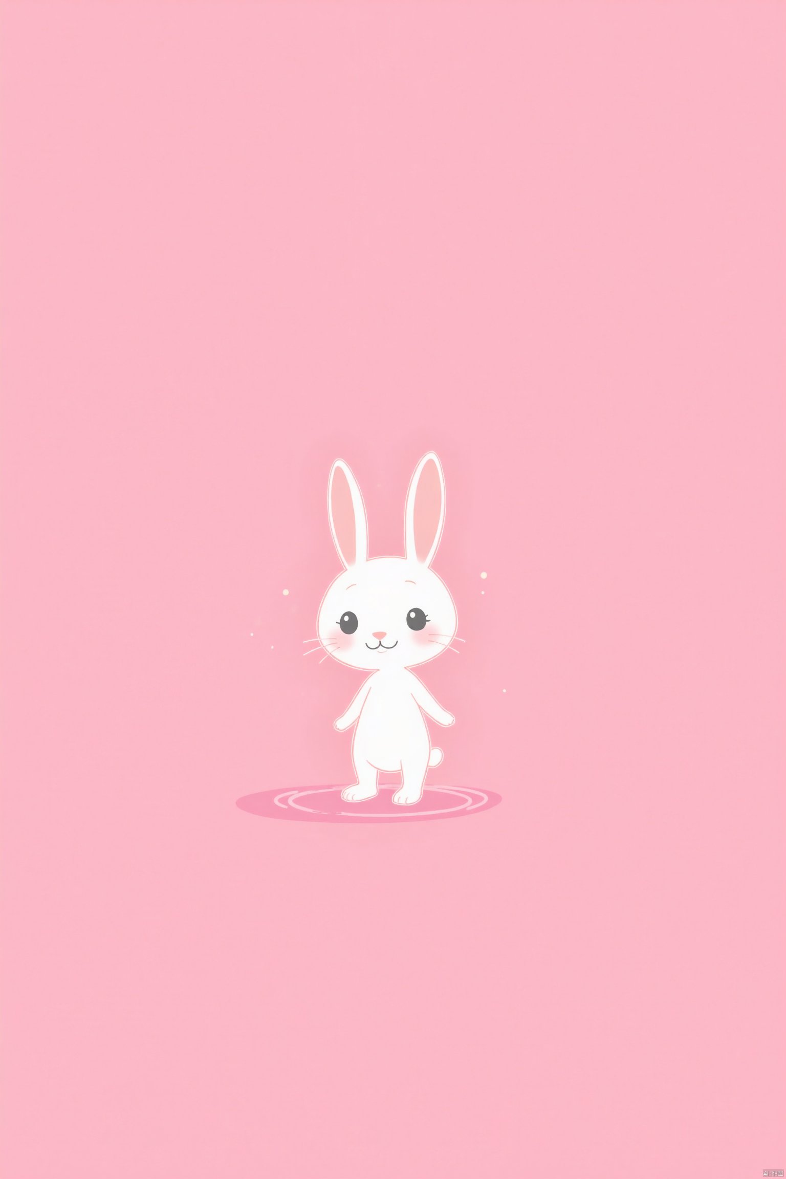 light line art, light pink fashion art style, minimalist style, blank space art, a cute cartoon fashion rabbit in the style of George Ault, bright style, single color, pink color, with Retro illustration-like effect, digital art