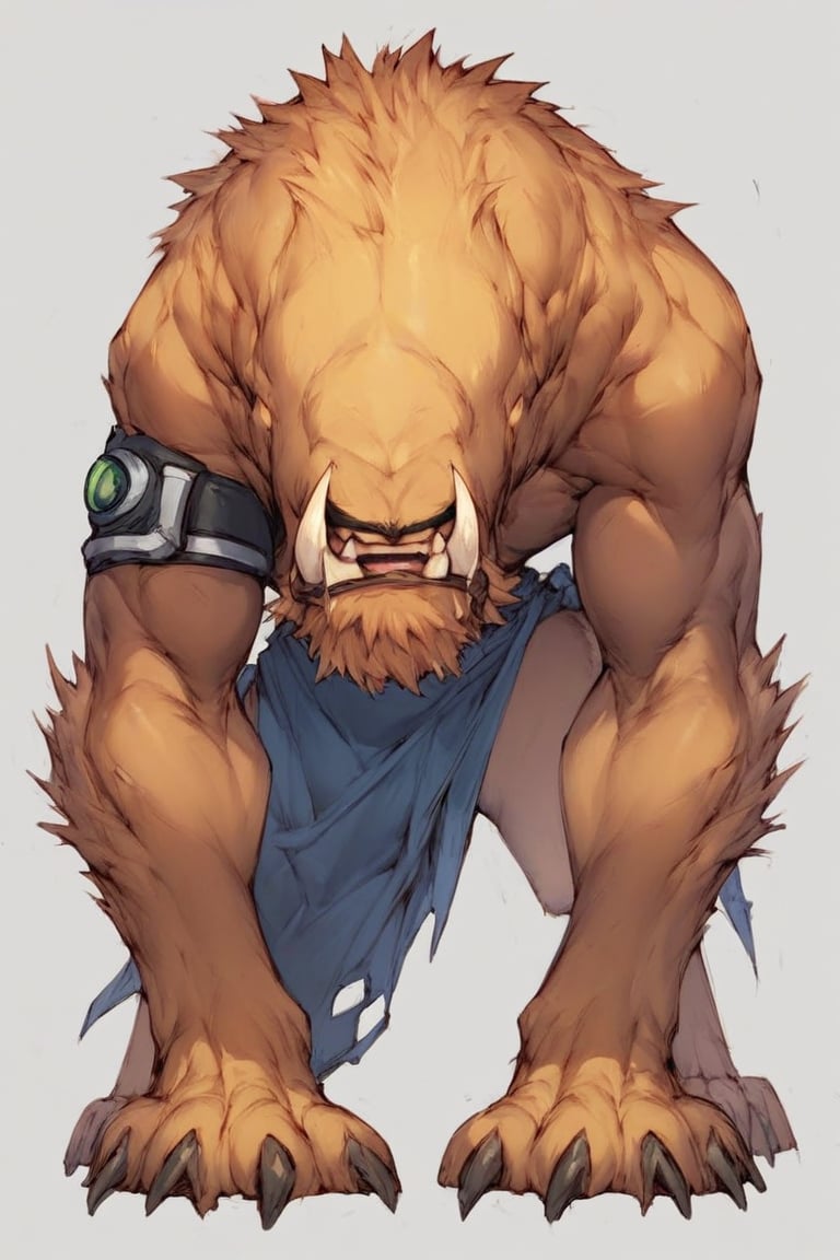 score_9, score_8_up,score_7_up, anime origin, feral quadroped wildmutt vulpimancer, fangs, In good physical shape, full body,Standing facing viewer,front view,