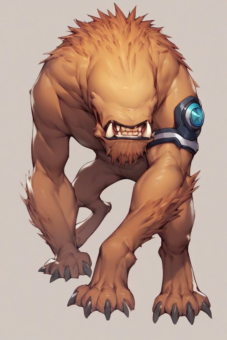 score_9, score_8_up,score_7_up, anime origin, feral quadroped wildmutt vulpimancer, fangs, In good physical shape, full body,Standing facing viewer,front view,