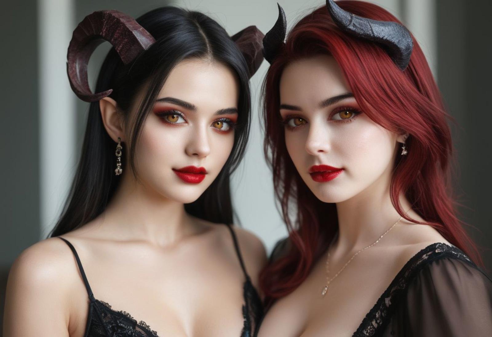 2girls,  ((beautiful,  succubus by gratzira on Tensor.Art