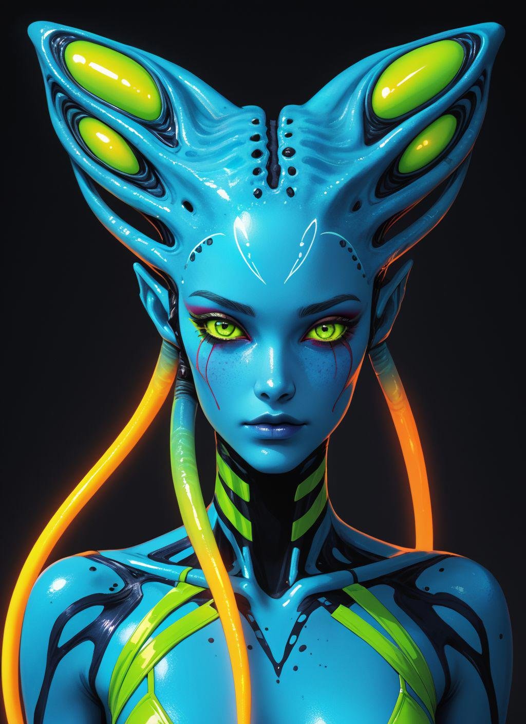 alien planet,  vibrant colorsalien girl,  blue skin by gratzira on Tensor.Art