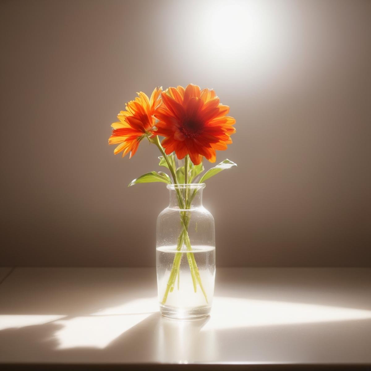 UHD, 4k, ultra detailed, cinematic, a photograph of  <lora:diffused light style:0.9>A Diffused light of a vase with a flower inside of it,flower,blurry,no humans,depth of field,leaf,plant,red flower,scenery,orange flower,still life , realistic, sharp, detailed, classic, 1970's light style, high-key light style, photography, artistic, perfection, diffusion, diffused, soft light, glow, bright, contrast, highlights, halo, glowing ambient light, colorful, cinematic, filmic, high quality photo, diffused light style, epic, beautiful lighting, inpsiring