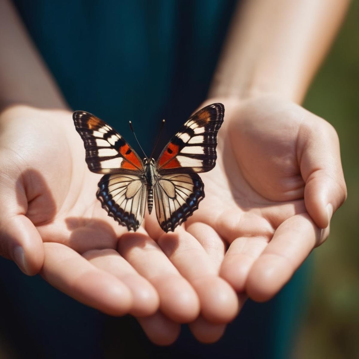 cinematic film still of <lora:Perfect Hands:1.2>a person holding a butterfly in their hand Perfect Hands, shallow depth of field, vignette, highly detailed, high budget, bokeh, cinemascope, moody, epic, gorgeous, film grain, grainy