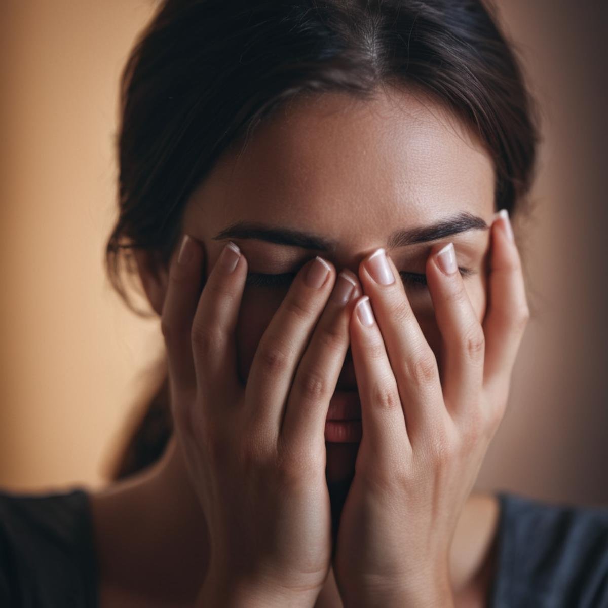 cinematic film still of  <lora:perfection style:0.1> <lora:detailed:0.3> <lora:Chiaroscuro Lighting Style:0.3> <lora:hand 4:0.3>A perfect detailed photo of a woman covering her face with her hands, shallow depth of field, vignette, highly detailed, high budget, bokeh, cinemascope, moody, epic, gorgeous, film grain, grainy