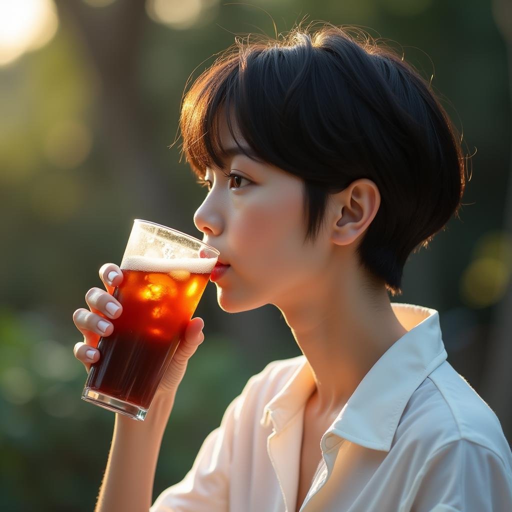 <lora:Hand v2:1>detailed edges, detailed image, perfection style, A detailed and A perfect photo of a side view of a person drinking a glass of soda outdoors, hand focus, cinematic hand, best hand, better hand, awesome hand, different hand, 1girl, solo, shirt, black hair, holding, white shirt, upper body, blurry, cup, depth of field, blurry background, holding cup, close-up, lens flare, drinking glass, realistic, drink, drinking, bokeh, perfection, different color, perfect color, realistic, realism, detailed background, perfect background, different background, alcohol, perfect style, perfection style, detailed style, short hair, male focus, from side, fingernails, head out of frame