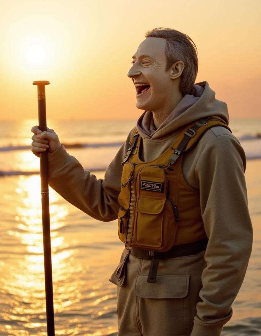 StDaTa,  paddling on the beach,  golden hour by user_744775229506771391 on Tensor.Art