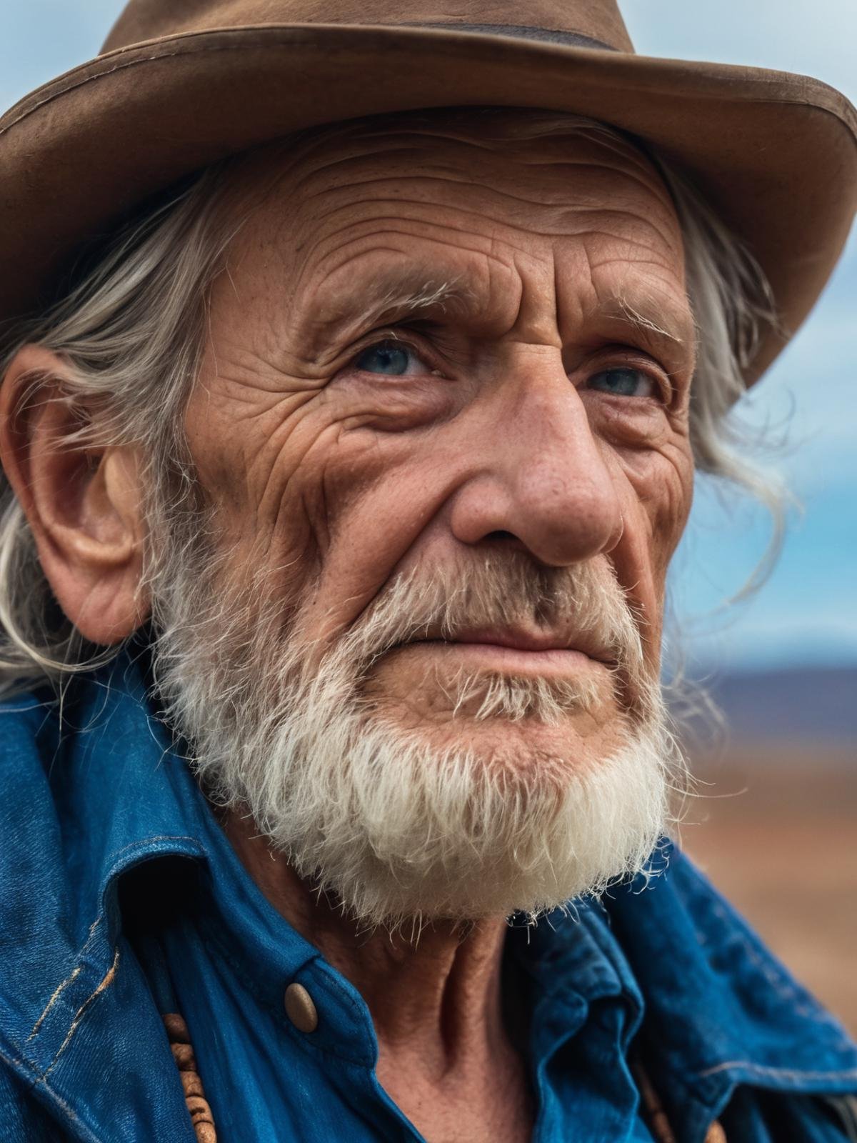 closeup portrait emotional photo of old man in rugged bluesman clothes, face, 8k uhd, high quality, film grain, looking at viewer, portrait, (skin pores:1.2), (moles:0.8), (imperfect skin:1.1)