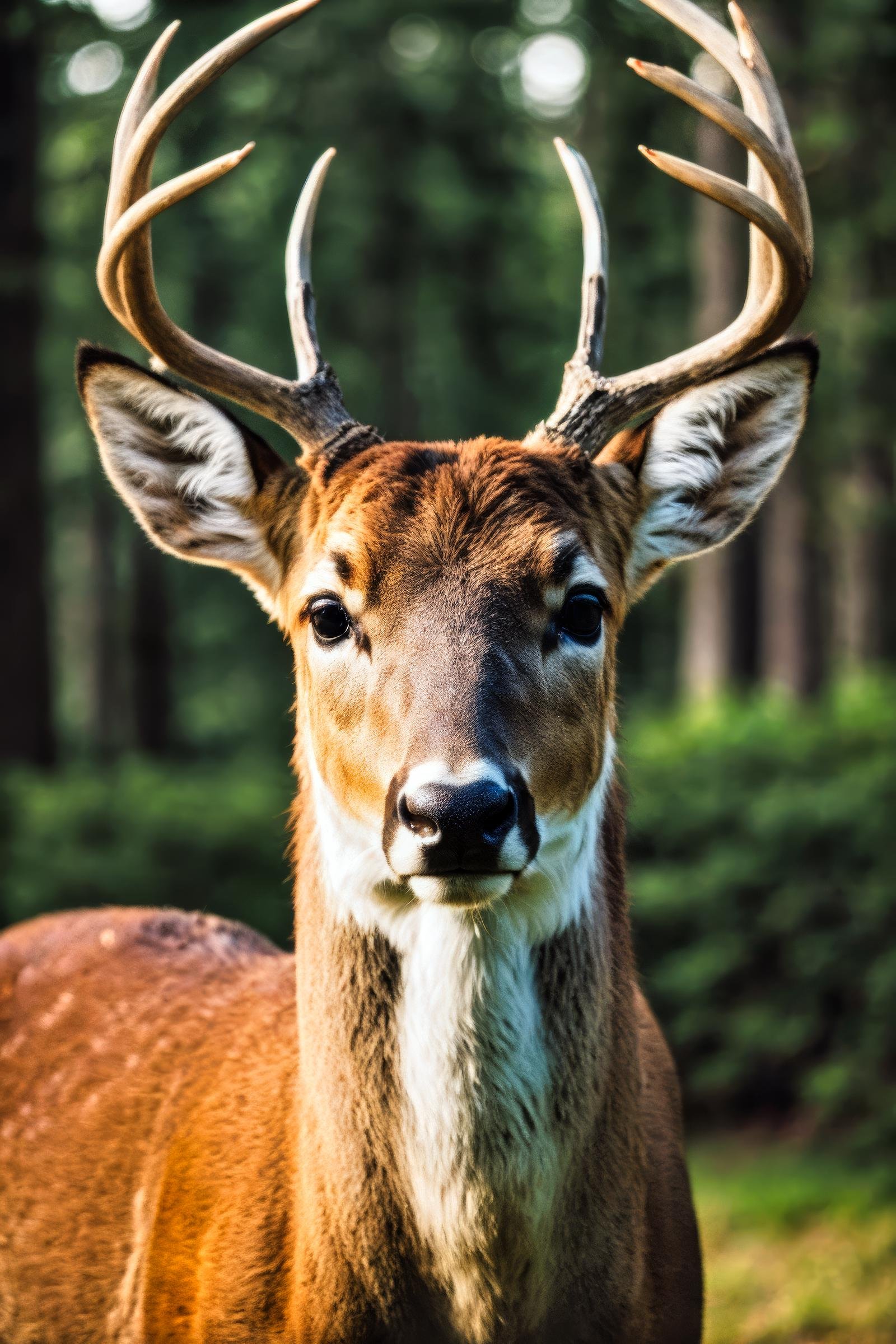 hyperrealistic dslr film still of a deer, perfect symmetry, dim volumetric cinematic lighting