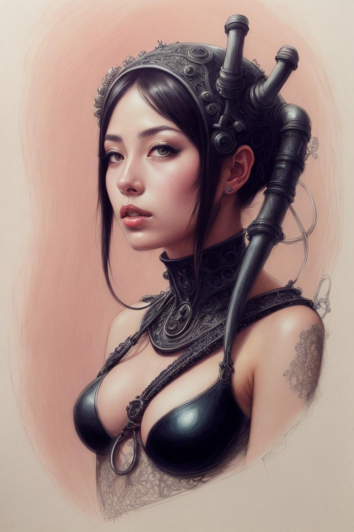 a highly detailed long shot photo of cybergoth female character by ayami kojima, beksinski, giger, intricate, digital painting, artstation, intricate, concept art, smooth, sharp focus, illustration