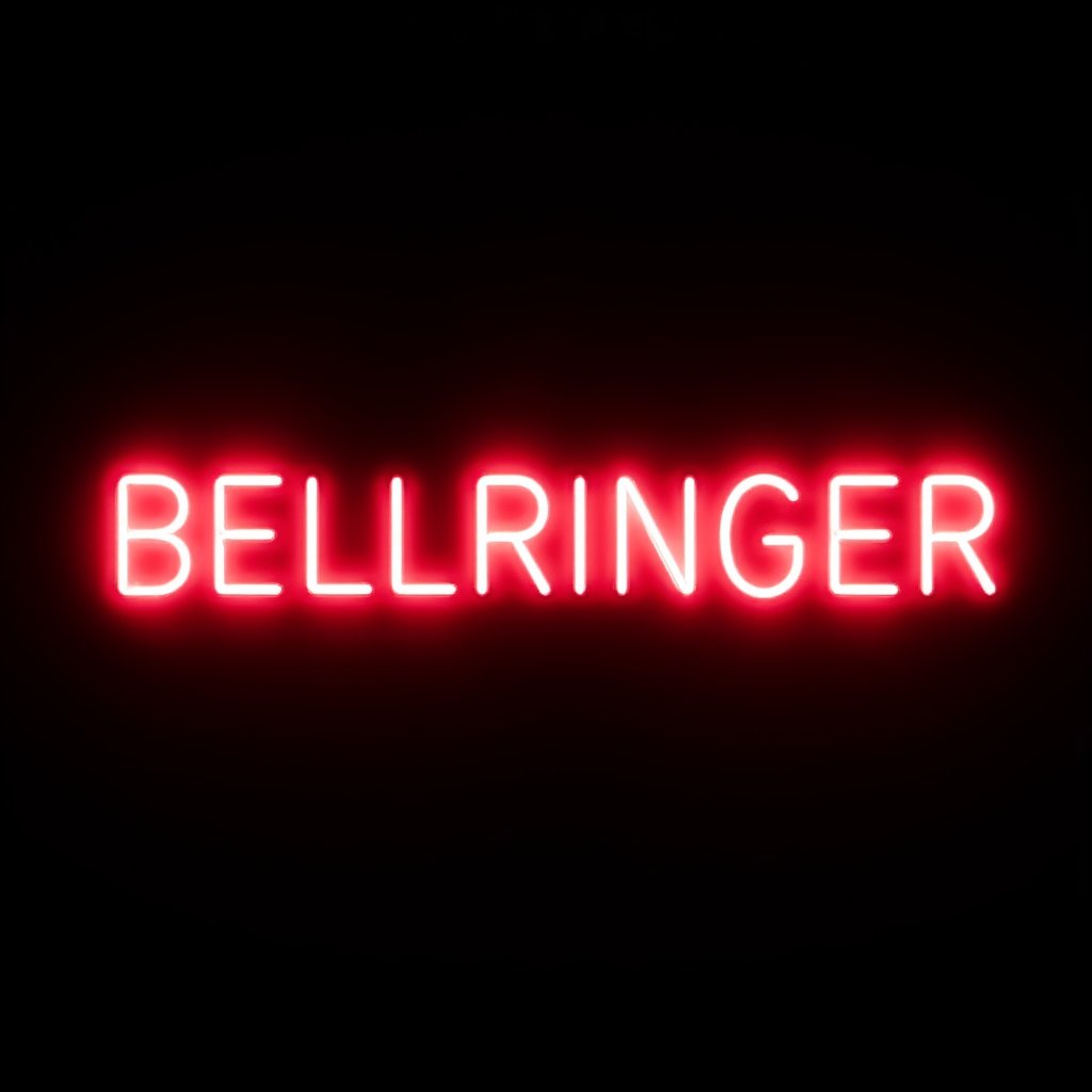 black background,  neon red text "BELLRINGER" by el_fluppe on Tensor.Art